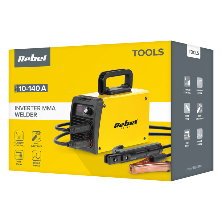 Rebel welding machine, MMA, LED display, IP21S, 10–140 A, RB-1040
