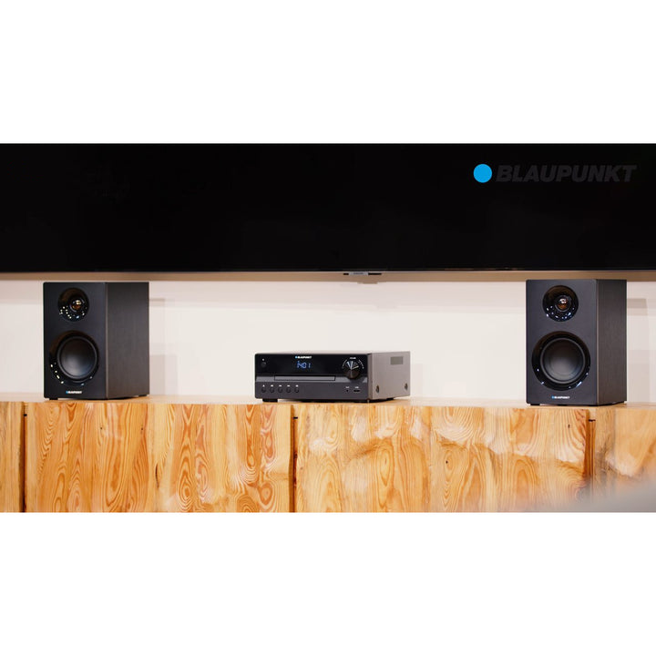 Sistema de sonido Blaupunkt, potencia de 240 W, HDMI/CD/USB/FM/BT/PLL, ecualizador paramétrico, pantalla LED, función de reloj y despertador, color negro, MS55SUB