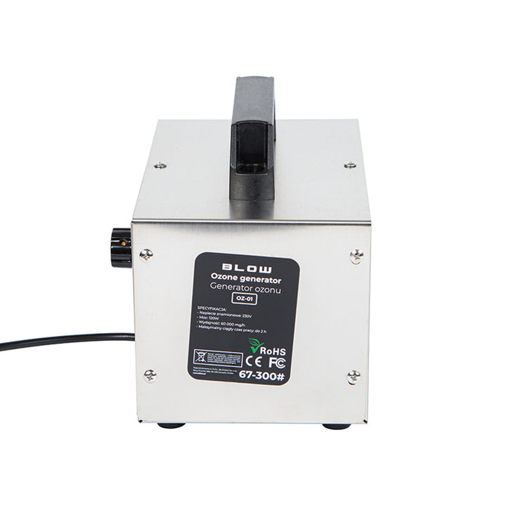 Blow ozone generator, capacity 60,000 mg/h, power 120W, low power consumption, long cable, adjustable operating time, 4 ozonation plates, 67-300#
