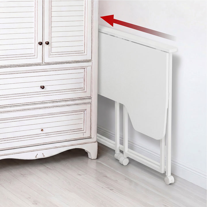 Bureau pliant Maclean, blanc, mobile, 100 x 65 cm, 50 kg max., en angle, en forme de L, MC-1250 L/W