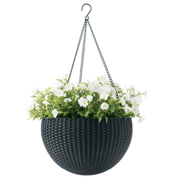 Maceta colgante Keter Sphere Planter, color antracita, 2 unidades