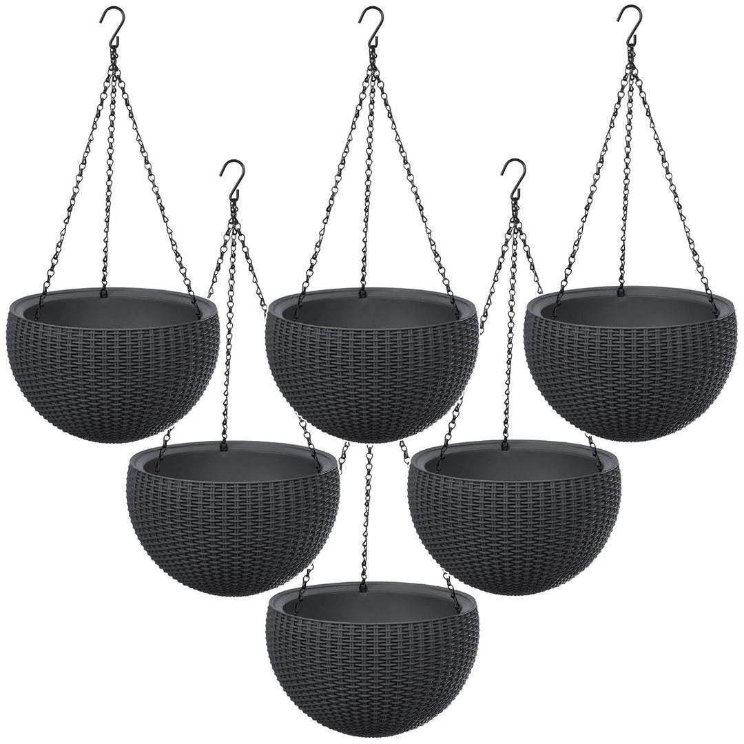 Maceta colgante Keter Sphere Planter, color antracita, 6 unidades