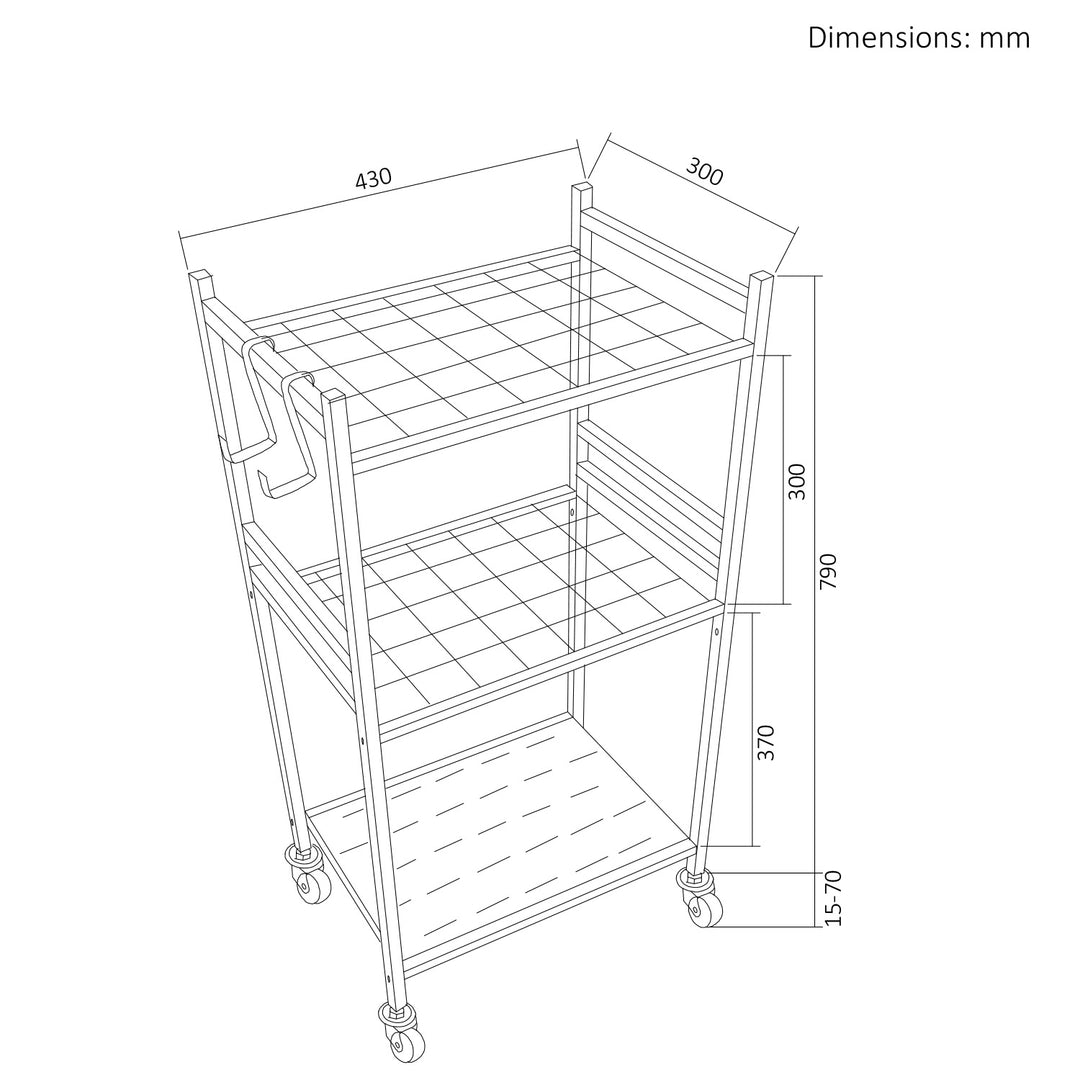 Maclean Mobile Garden Tool Stand / Cart, black, dimensions 43x30x79 cm, max. 20 kg, MC-138
