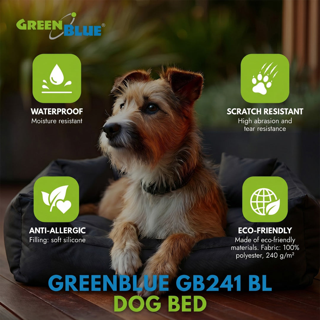 GreenBlue Pet Bed, black, rectangular, external dimensions: 75x65 cm, internal dimensions: 60x50 cm GB241 BL