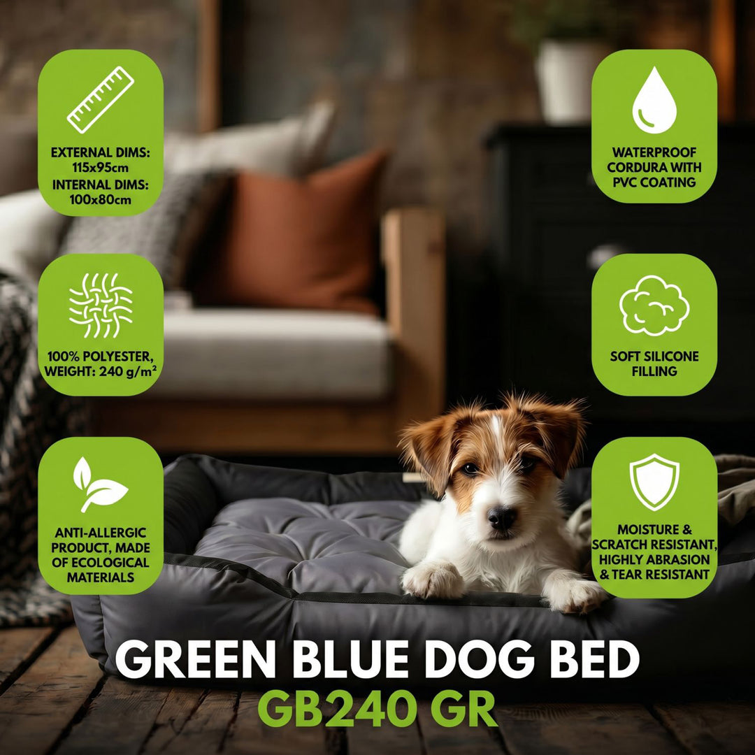 GreenBlue Dog Bed, dark gray, rectangular, external dimensions: 115x95 cm, internal dimensions: 100x80 cm GB240 GR