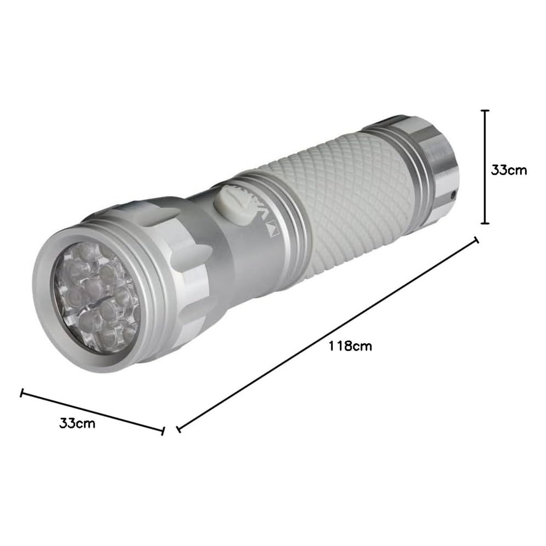 UV-LED-Taschenlampe 15638 aus Aluminium, UV-Wellenlänge 395–400 nm, Multi-LED-Technologie + Varta-Batterien im Lieferumfang enthalten