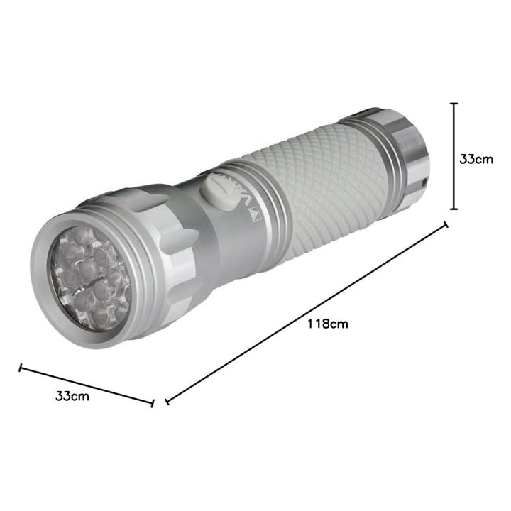 UV-LED-Taschenlampe 15638 aus Aluminium, UV-Wellenlänge 395–400 nm, Multi-LED-Technologie + Varta-Batterien im Lieferumfang enthalten