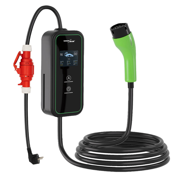 GreenBlue EV/PHEV Charger, portable, Type 2, cable length 6.8 m, IP65, 11 kW, 220–380 V AC 50/60 Hz, 16 A, 3-phase, GB1100