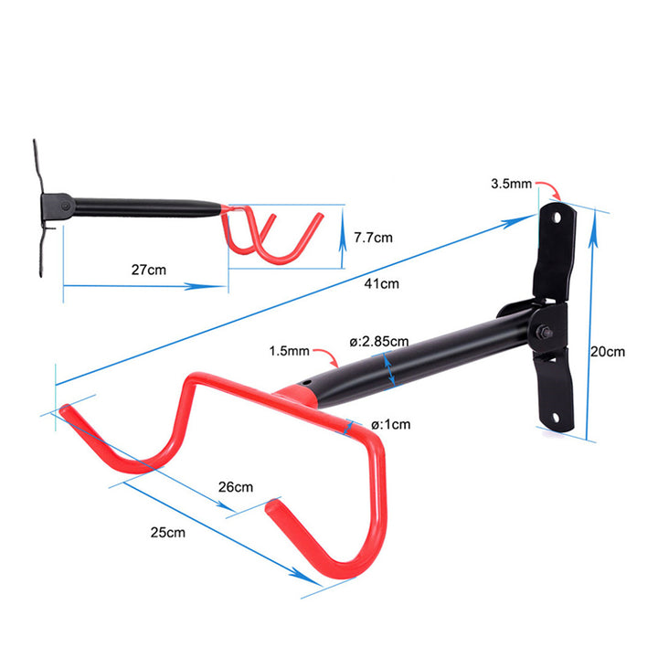 Soporte o colgador de pared para bicicletas Maclean, horizontal, acero, carga máxima de 30 kg, MC-430, 2 unidades
