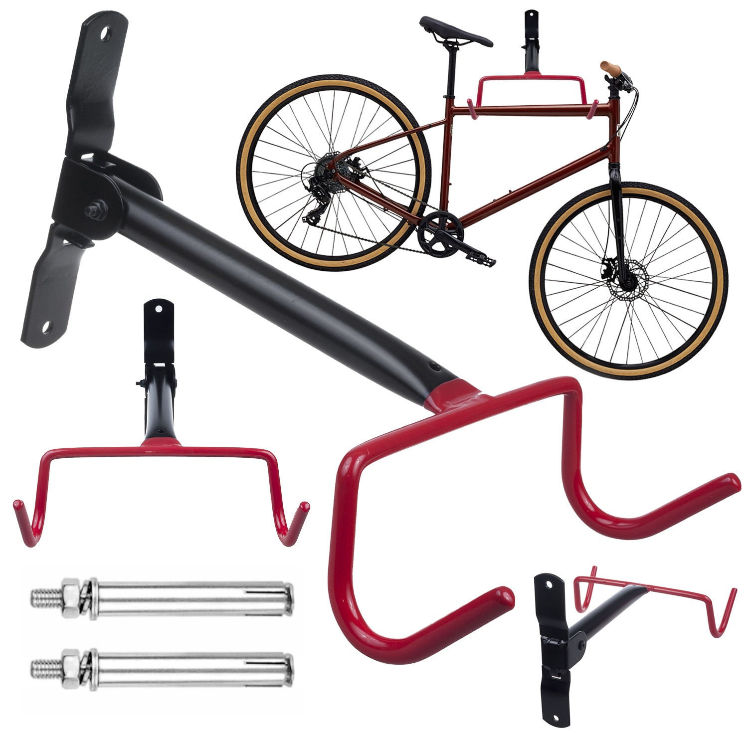 Maclean Av Rack Maclean Horizontal Wall-Mounted Bike Rack, Steel, Max. Load 30 kg, MC ...