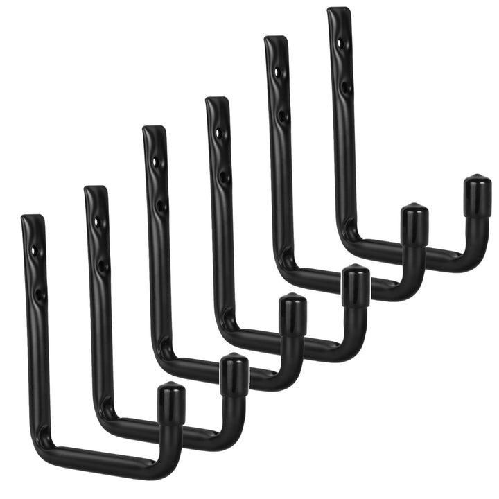 Set of 6 Maclean wall mounts for tires, wheels, ladders, and bicycles; steel construction; max. load 22 kg per mount; MC-488