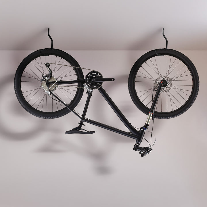 Juego de 4 ganchos de techo Maclean, para escaleras, bicicletas y mangueras de jardín, de acero, carga máxima de 10 kg por gancho, MC-485