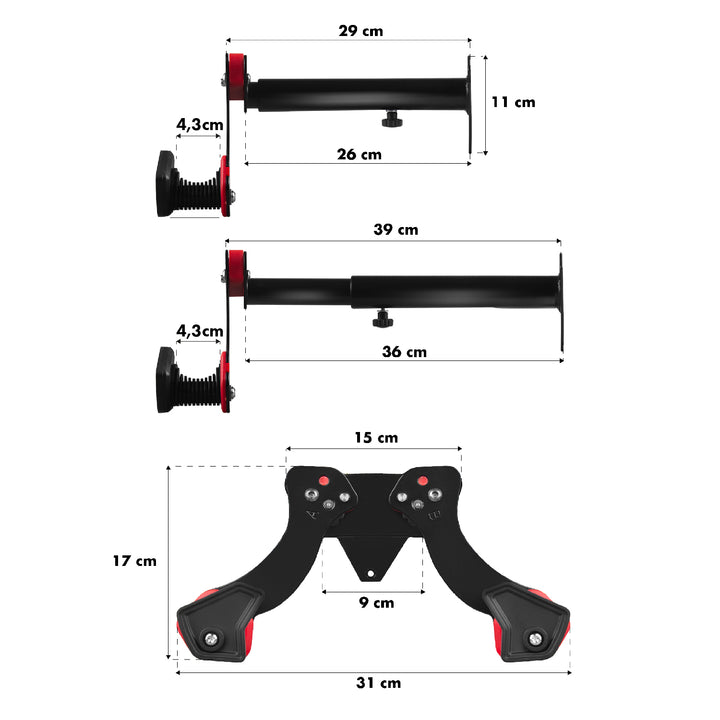 Soporte de pared para bicicletas Maclean, acero, carga máxima de 30 kg, MC-449, 4 unidades