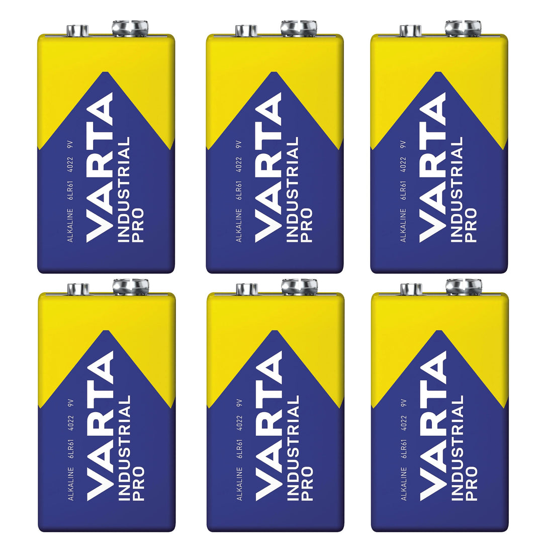 6x Batterie R9V R-9 6LR61 9V R-9 Alkali Varta Industrial Pro