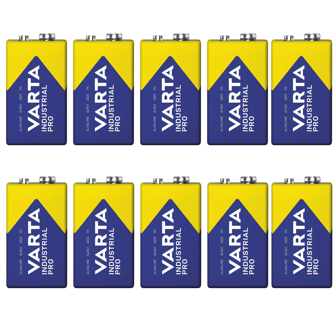 10x Batterie R9V R-9 6LR61 9V R-9 Alkali Varta Industrial Pro