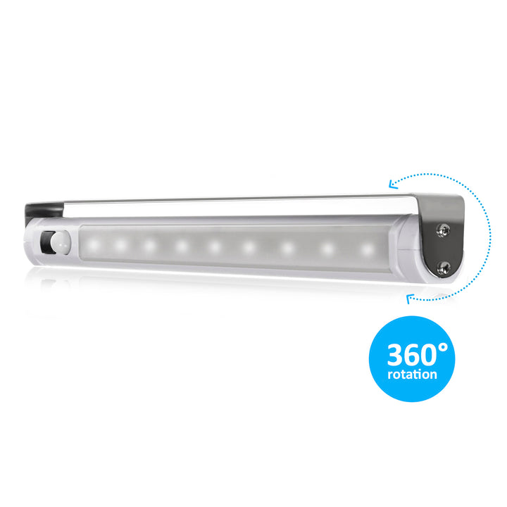 2 lámparas LED de cocina Maclean, para debajo de los armarios, 9 SMD, a pilas, con sensor PIR de encendido/apagado, MCE166 + 6 pilas R-06 R06 AA LR06 de 1,5 V VARTA Longlife Power