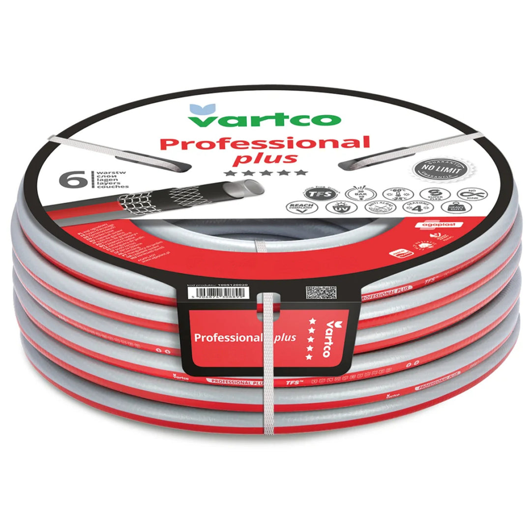 Manguera de jardín Vartco, de 6 capas, flexible, diámetro de 1/2", longitud de 100 m, Professional Plus