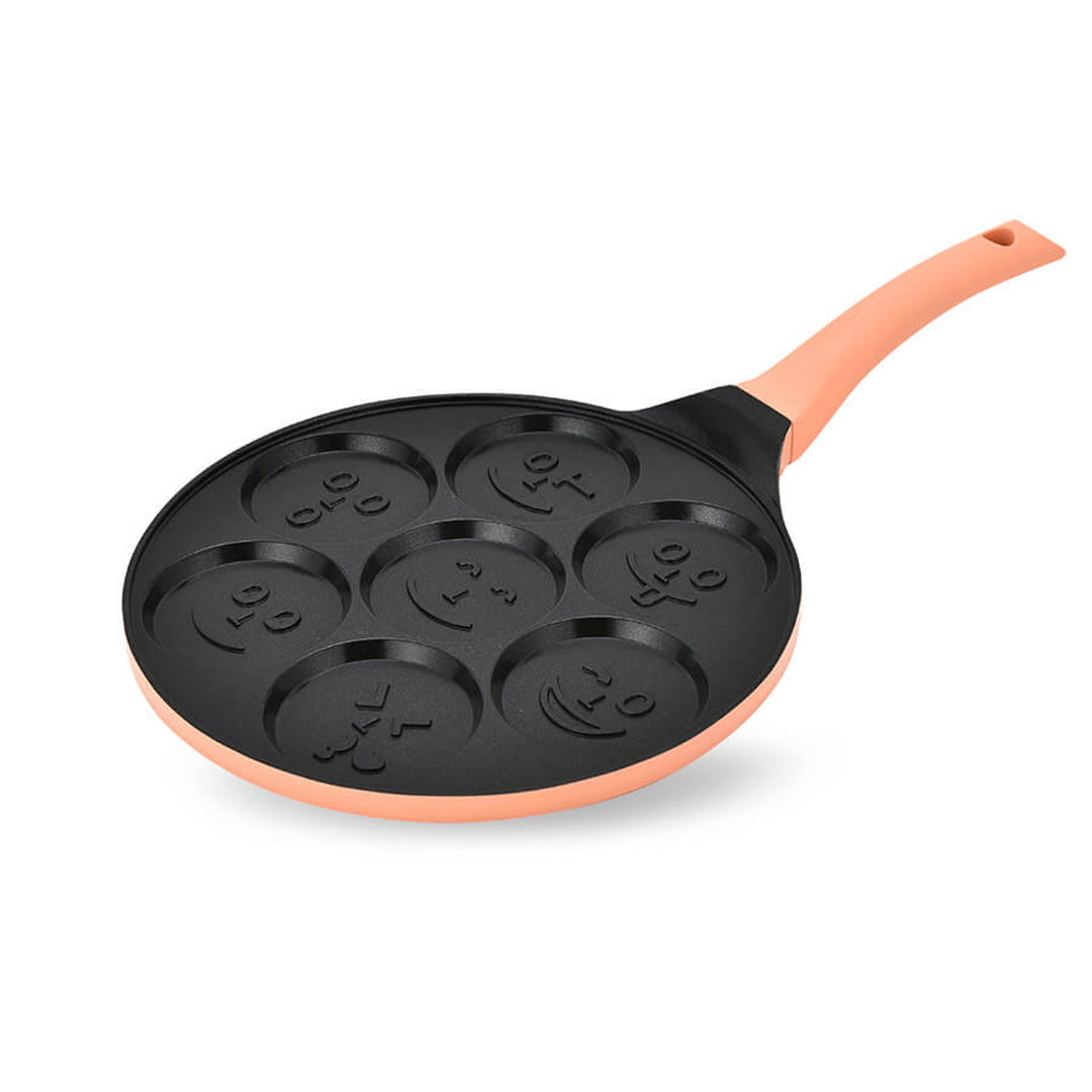 Maestro Pancake Pan, Emoji Design, 26 cm diameter, non-stick coating, silicone handle, compatible with all types of stoves, MR-1222-B