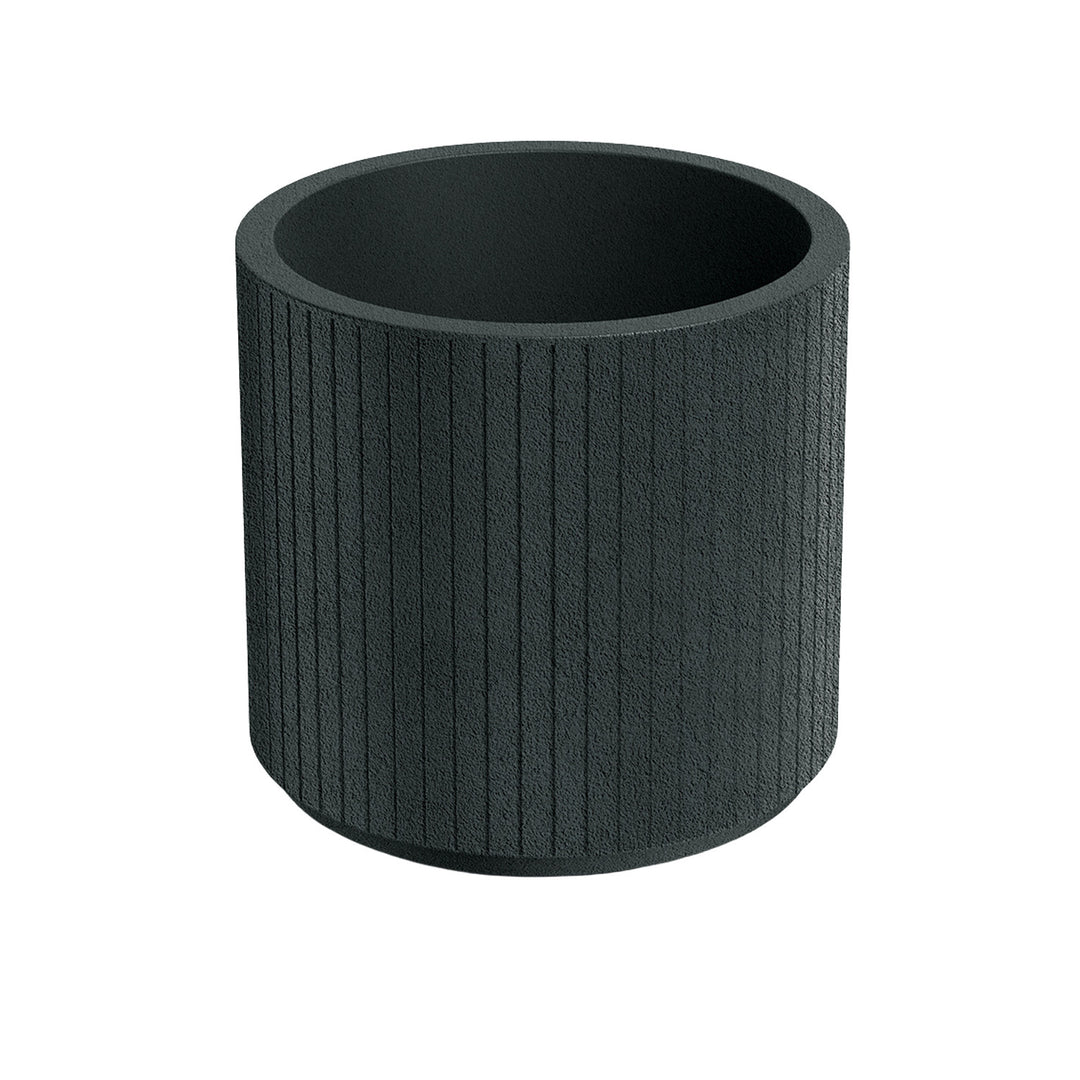 Ethick Coro Round Planter, diameter 40 cm, height 36 cm, matte finish, weather-resistant, drainage hole, dark graphite color, TCR40-109GR