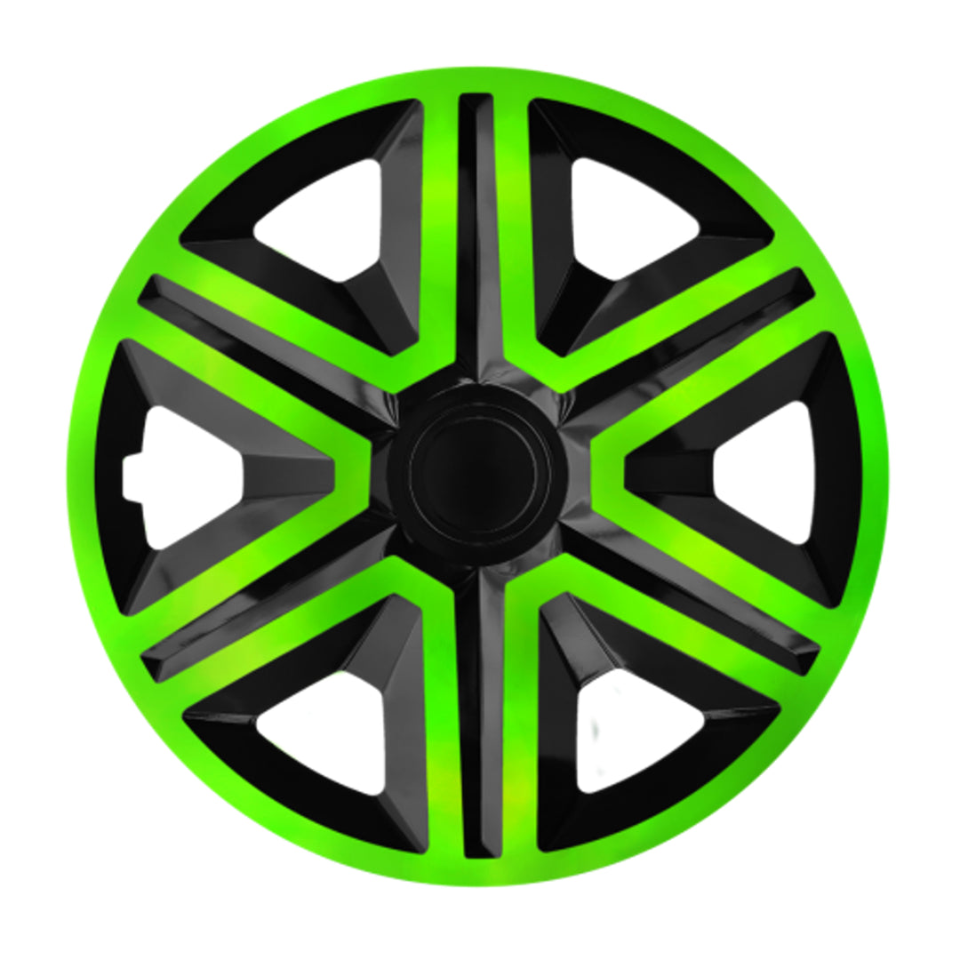 NRM Action Doublecolor 14'' Universal Hubcap, Green and Black, 1 piece