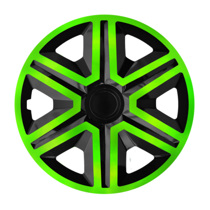 NRM Action Doublecolor 14'' Universal Hubcap, Green and Black, 1 piece