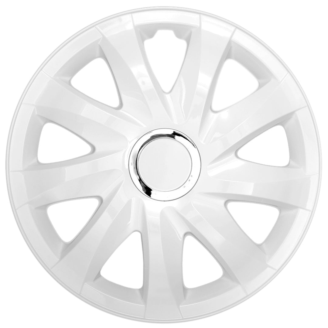 NRM Drift 14" Universal Wheel Cover, White Painted, 1 piece