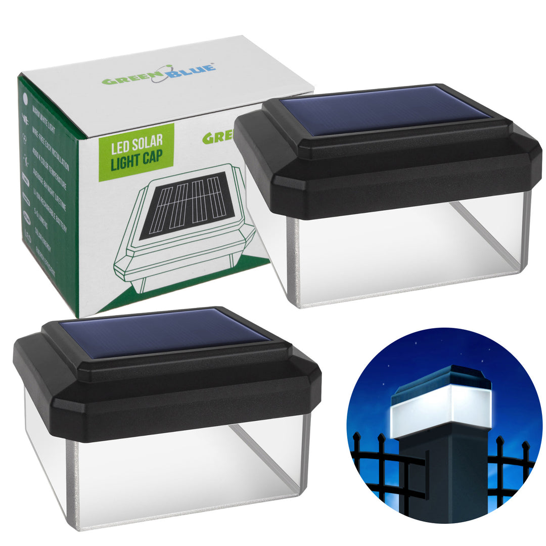 Lámpara LED solar para poste GreenBlue, 60 x 40 mm, cubierta en forma de sobre, GB125, 2 unidades