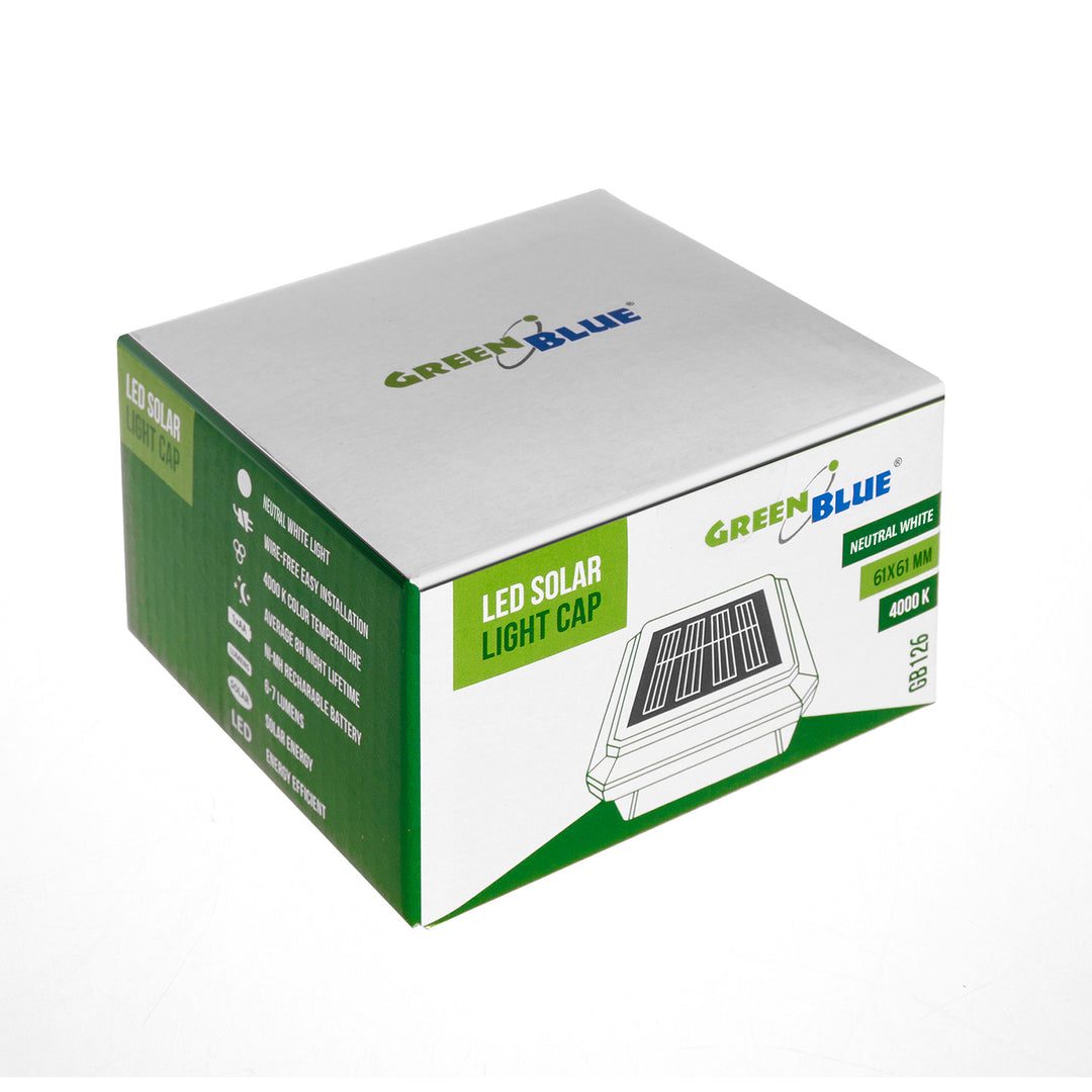 GreenBlue Solar LED Post Light, 60x60mm, Envelope-Shaped Canopy, GB126, 2 pieces