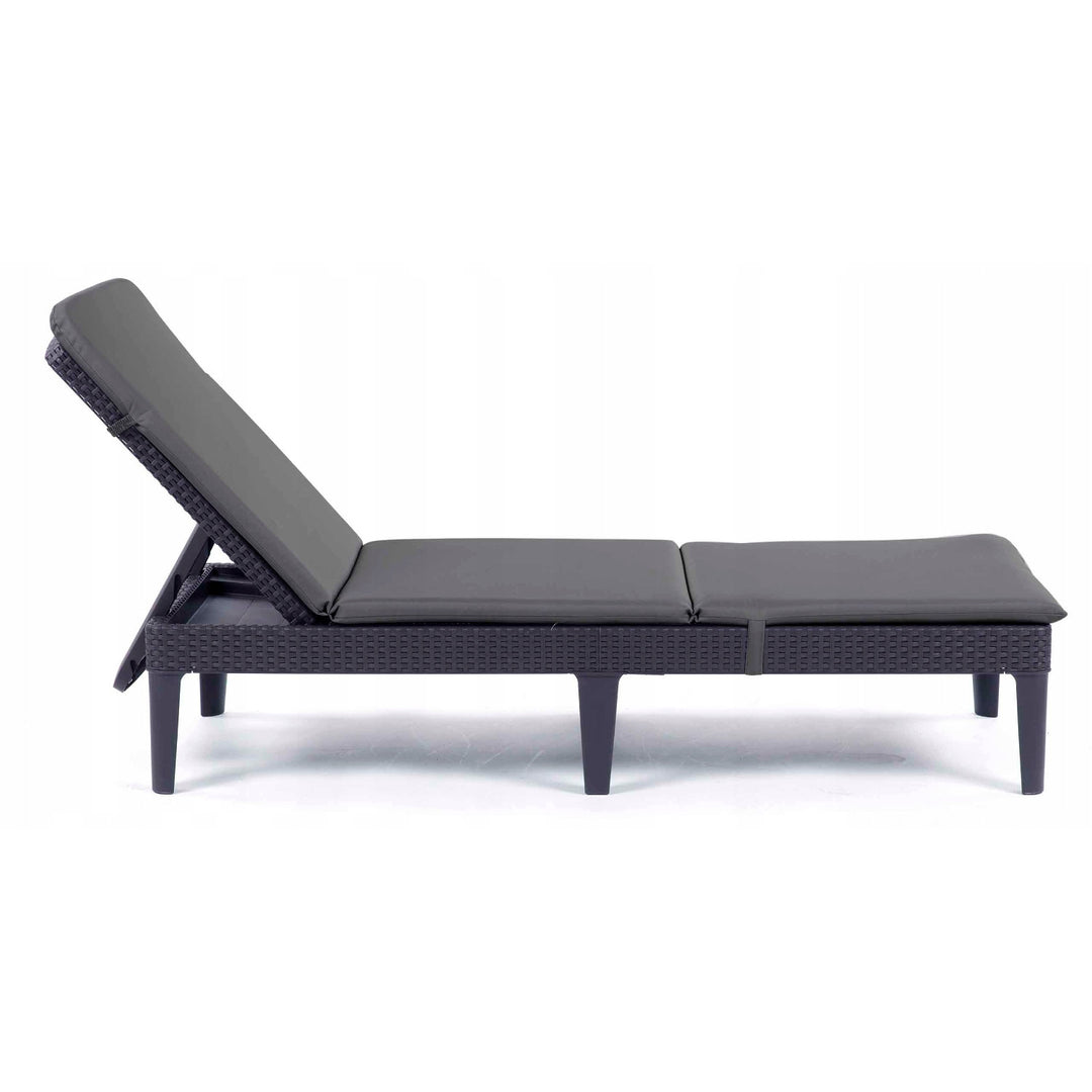 Kissen für Liegestuhl Jaipur, Farbe Dunkelgrau, Stoff S-500, Größe 190 x 60 cm, zwei Befestigungssysteme, wasserabweisend, vollständig waschbar, S-49