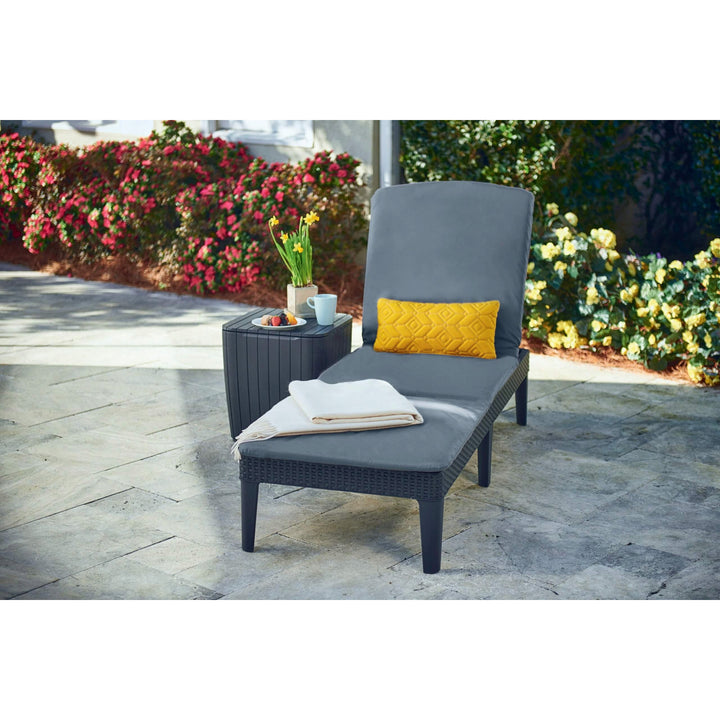 Kissen für Liegestuhl Jaipur, Farbe Dunkelgrau, Stoff S-500, Größe 190 x 60 cm, zwei Befestigungssysteme, wasserabweisend, vollständig waschbar, S-49