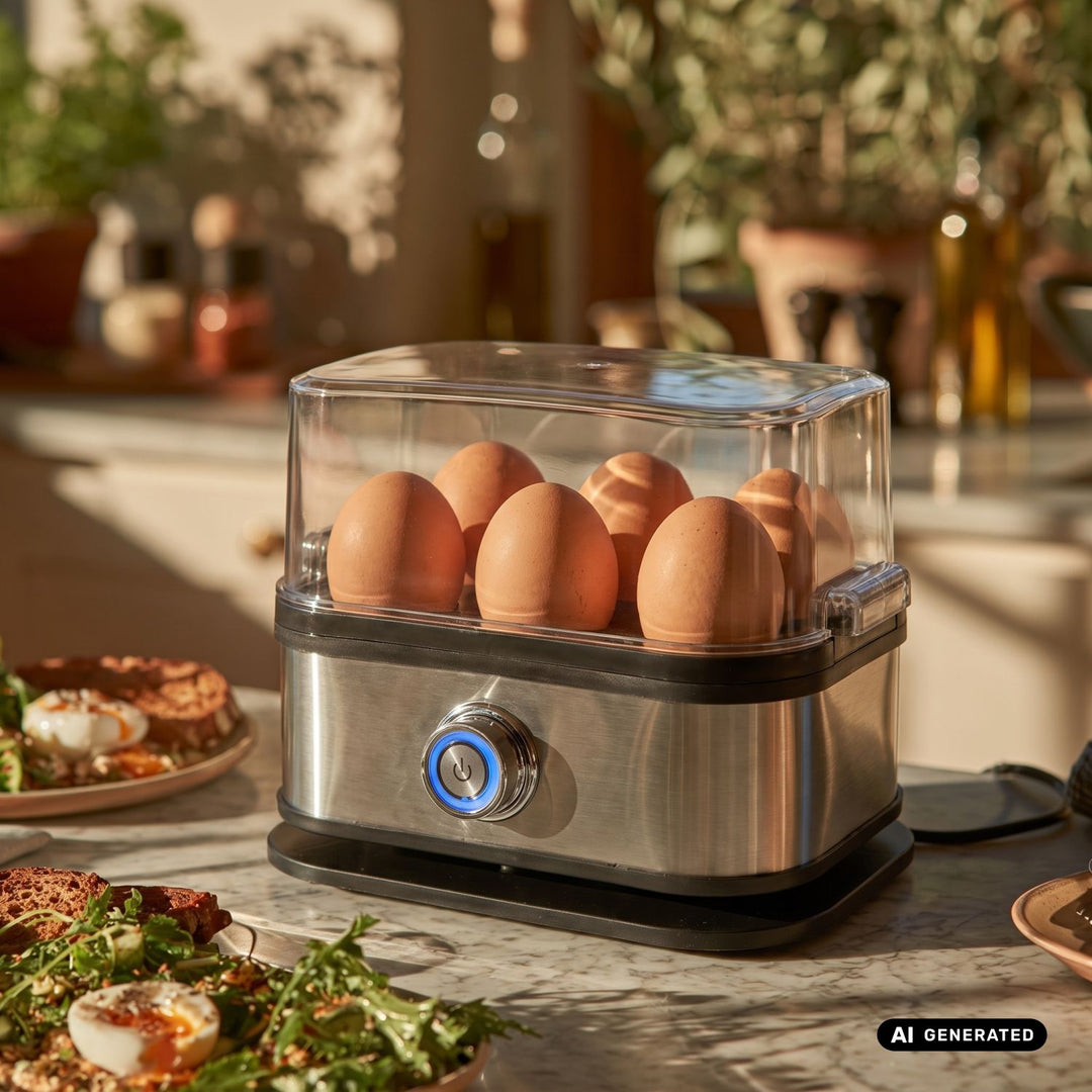 GreenBlue Automatic Egg Cooker, 200W, holds up to 6 eggs, measuring cup included, 220-240V~, 50/60 Hz, GB359