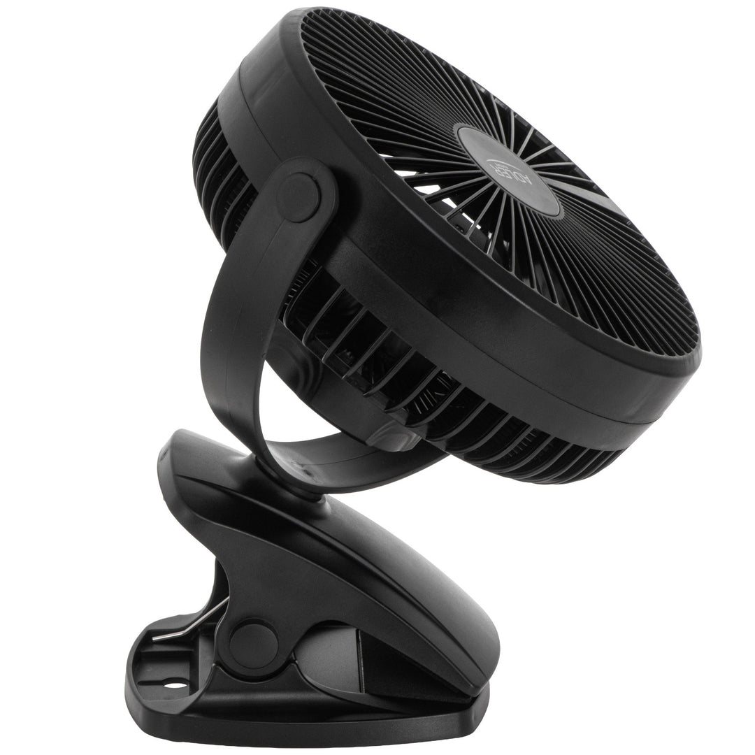 Desk fan with clip, rechargeable, 15.5 cm, 360° rotation, USB-C, Adler