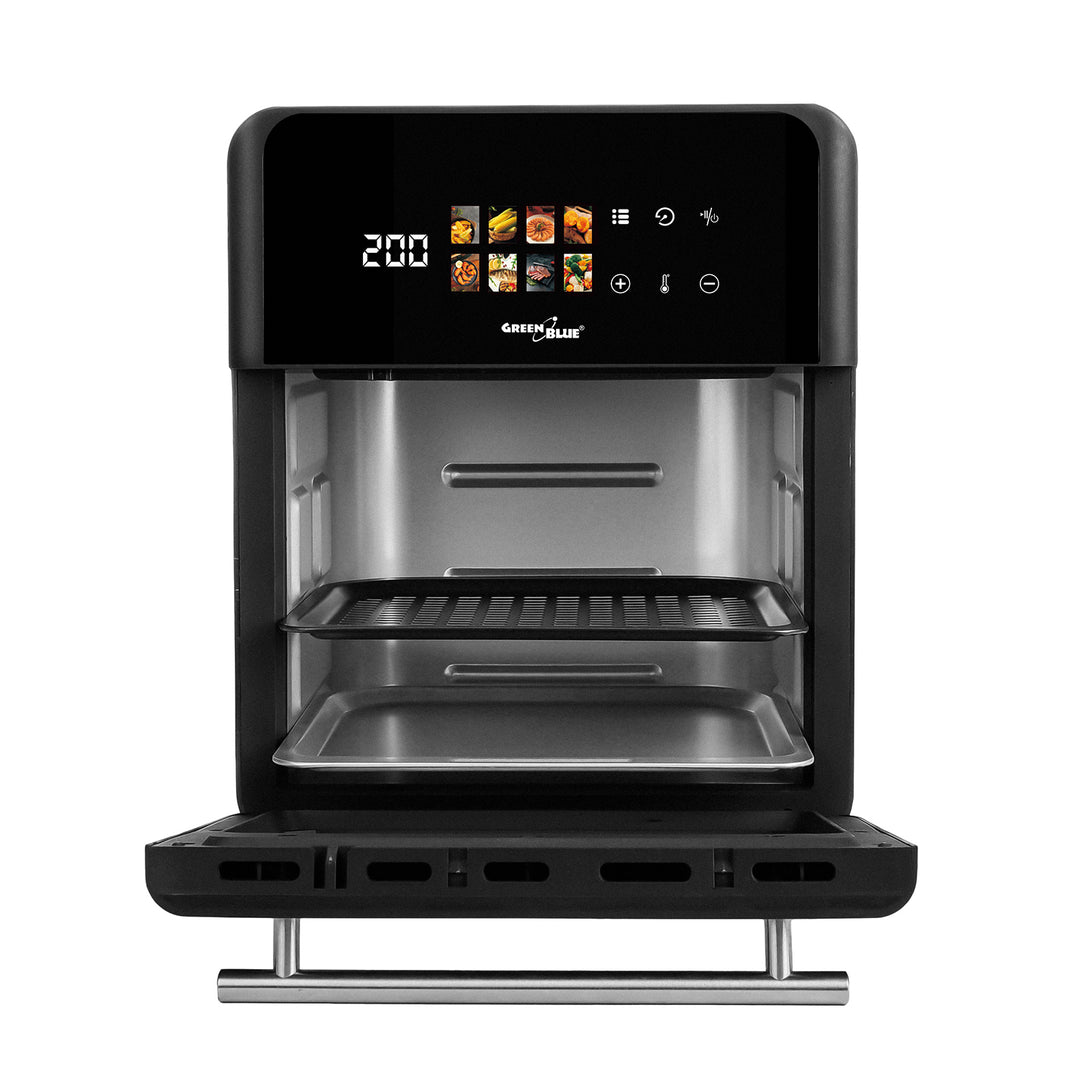 Freidora sin aceite AIR FRYER de GreenBlue, 1800 W de potencia, capacidad de 10 l, 8 programas, accesorios, temporizador, GB950 + termómetro/sonda para alimentos, GreenBlue GB178