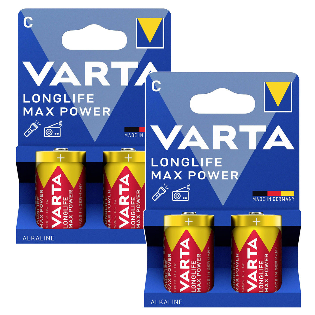 Battery R 14 4x R-14 R14 C 1.5V alkaline batteries, Varta Longlife Max Power ...