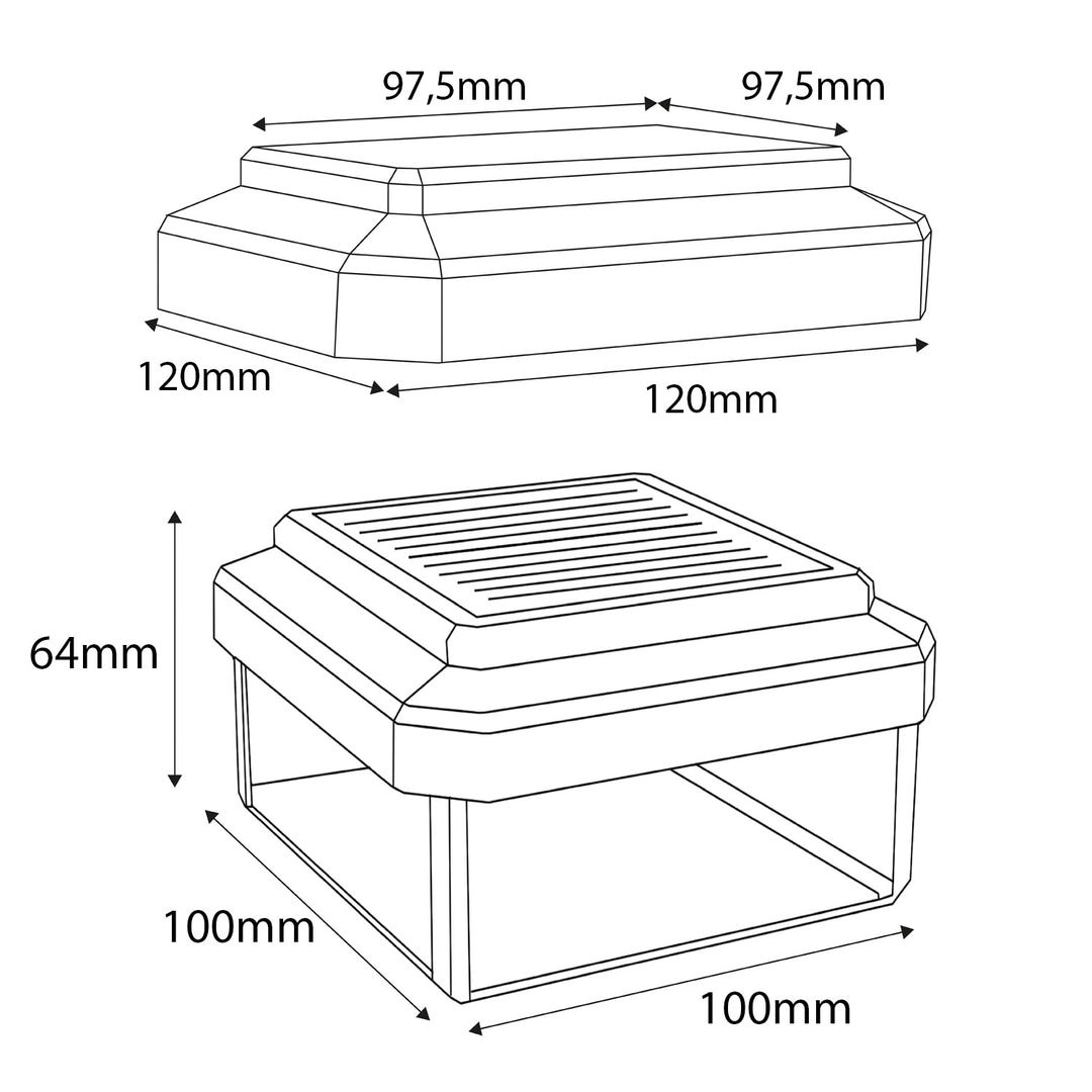 Lámpara LED solar para poste GreenBlue, 100 x 100 mm, cubierta en forma de sobre, 3200 K, GB128 WW, 4 unidades