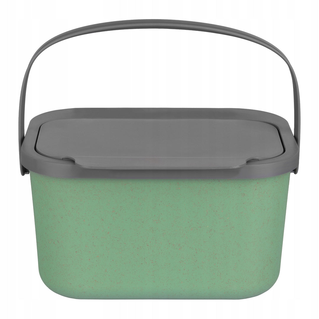 Poubelle pour déchets organiques, capacité 4,5 litres, verte avec couvercle gris, Mini Bini + 5 filtres à charbon Practic