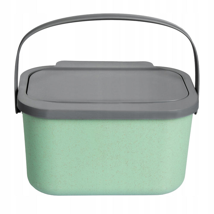 Poubelle pour déchets organiques, capacité 4,5 litres, verte avec couvercle gris, Mini Bini + 5 filtres à charbon Practic