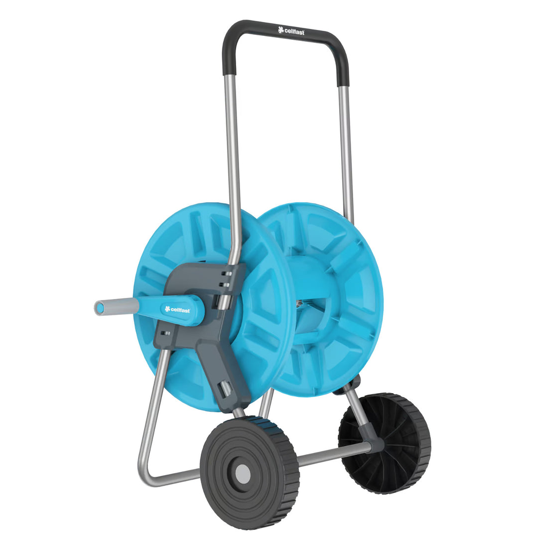 Cellfast Aluplus 1/2" 60m Hose Cart + Cellfast Hobby ATS2 1/2" 25m Garden Hose
