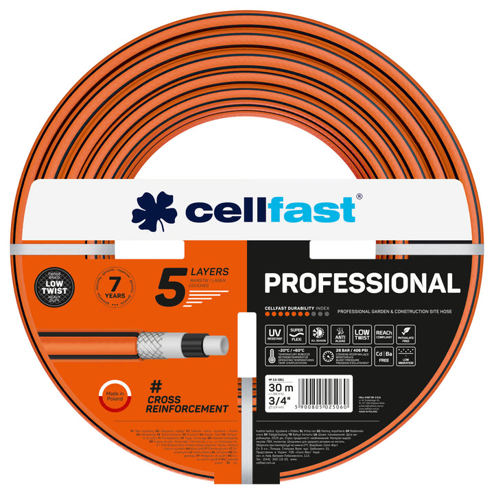 Cellfast Professional Garden Hose, 3/4-inch diameter, 30 meters long, 5-layer