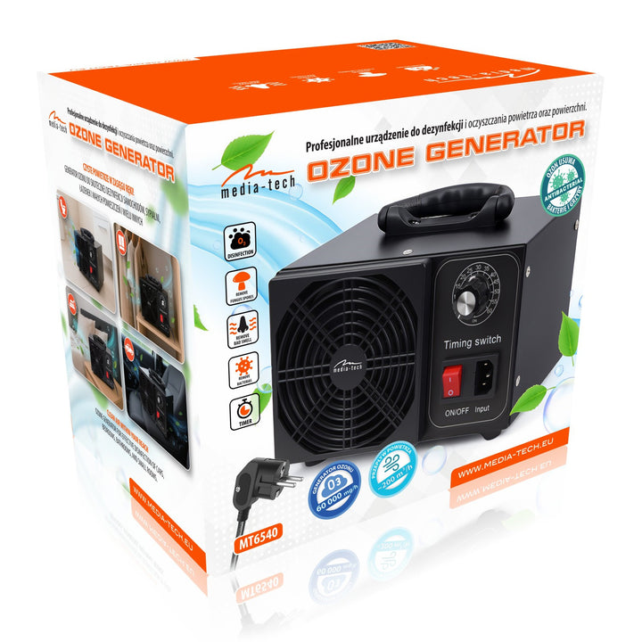 Ozonateur professionnel pour la désinfection et la purification de l'air, Mediatech, Débit d'ozone : 60 000 mg/h, minuterie, Puissance : 140 W, boîtier métallique