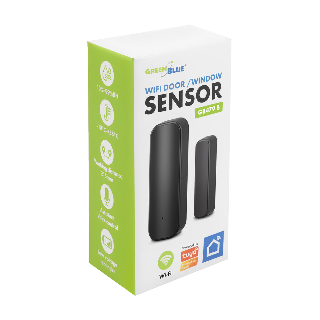 Contacteur sans fil / capteur d'ouverture Wi-Fi GreenBlue, Android/iOS, pour portes / fenêtres, 3,0 V CC, LR03x2, GB479 B, 2 kits