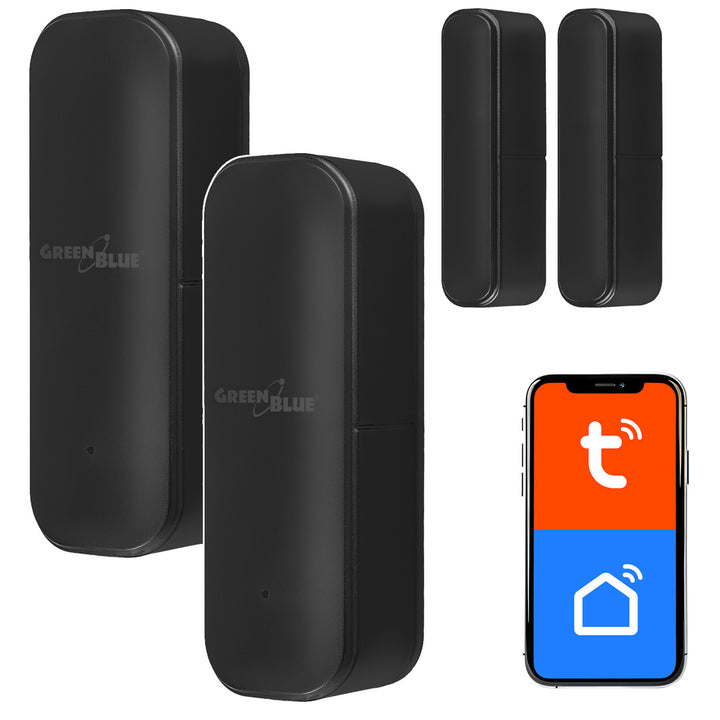 Contacteur sans fil / capteur d'ouverture Wi-Fi GreenBlue, Android/iOS, pour portes / fenêtres, 3,0 V CC, LR03x2, GB479 B, 2 kits