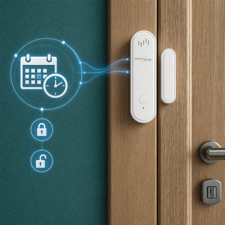Drahtloser Reed-Schalter / WLAN-Öffnungssensor von GreenBlue, Android/iOS, für Türen / Fenster, 3,0 V DC, LR03x2, mit Alarm, GB478, 2 Sets