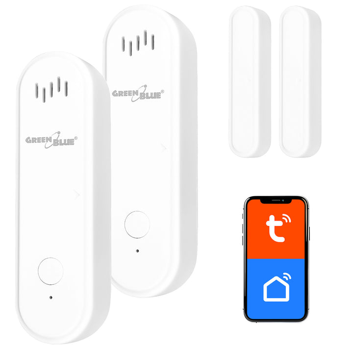Drahtloser Reed-Schalter / WLAN-Öffnungssensor von GreenBlue, Android/iOS, für Türen / Fenster, 3,0 V DC, LR03x2, mit Alarm, GB478, 2 Sets