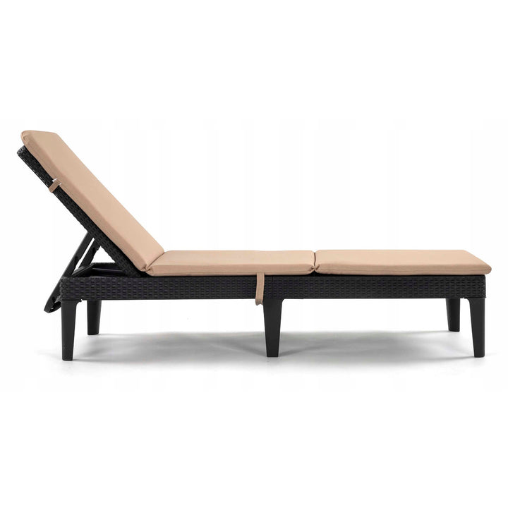 Cojín para tumbona Jaipur, color beige, tejido S-550 melange, tamaño 190 x 60 cm, dos sistemas de fijación, impermeable, lavable en su totalidad, melange S-21, 2 unidades