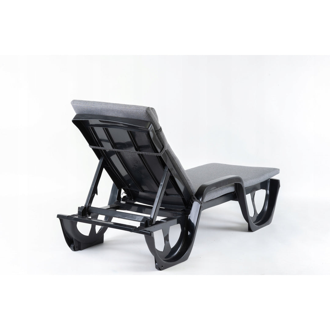 Cojín para tumbona Madera, color gris, tejido S-550 melange, tamaño 190 x 55 cm, sujeción con cinta elástica, impermeable, melange S-23, 2 unidades