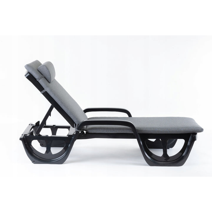 Cojín para tumbona Madera, color gris, tejido S-550 melange, tamaño 190 x 55 cm, sujeción con cinta elástica, impermeable, melange S-23, 3 unidades