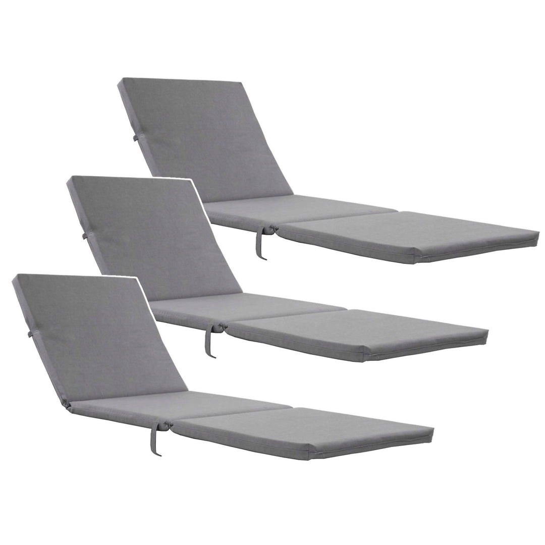 Coussin pour transat Daytona, couleur grise, tissu S-550 Melange, dimensions 192 x 64 cm, fixation par sangle élastique, imperméable, Melange S-23, lot de 3