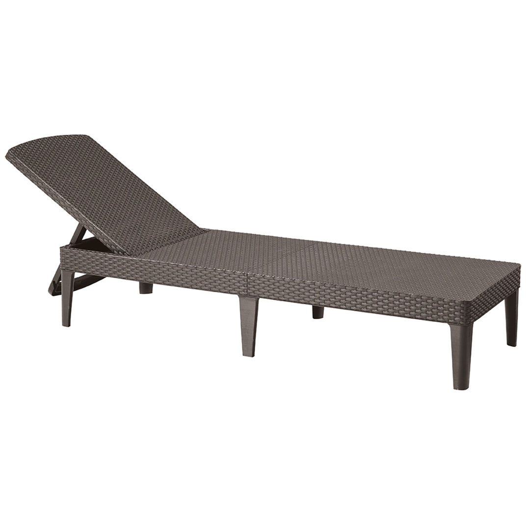 Jaipur Sun Lounger Adjustable Garden Lounge Chair, Brown + Jaipur Lounge Chair Cushion, Dark Gray, S-500 Fabric, Size 190x60 cm