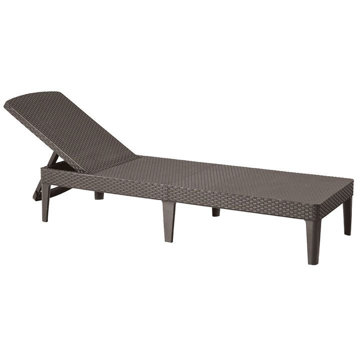 Jaipur Sun Lounger Adjustable Garden Lounge Chair, Brown + Jaipur Lounge Chair Cushion, Dark Gray, S-500 Fabric, Size 190x60 cm